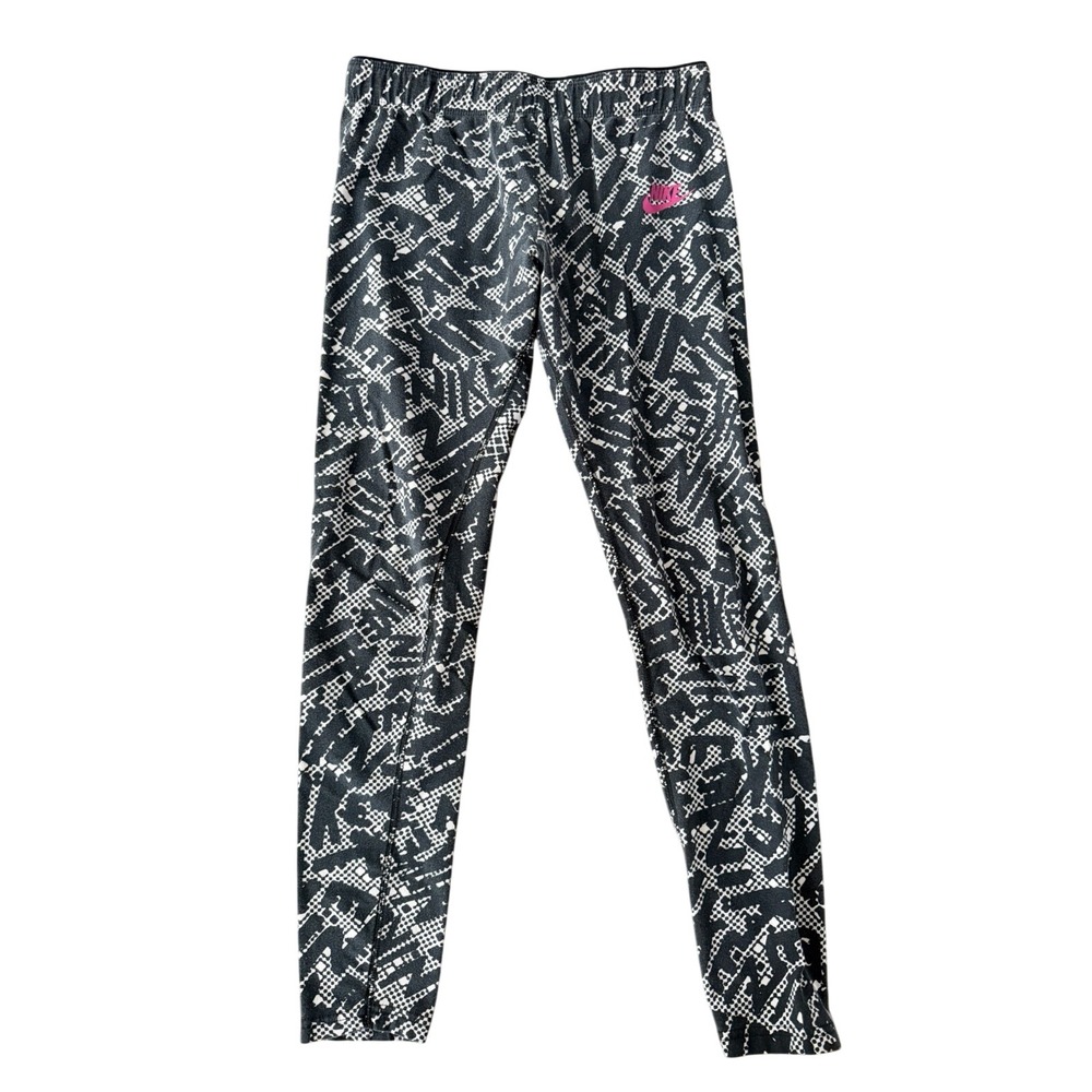 Nike Youth L Print Black/White Workout Yoga Running Bottoms |‎ SKU 0183